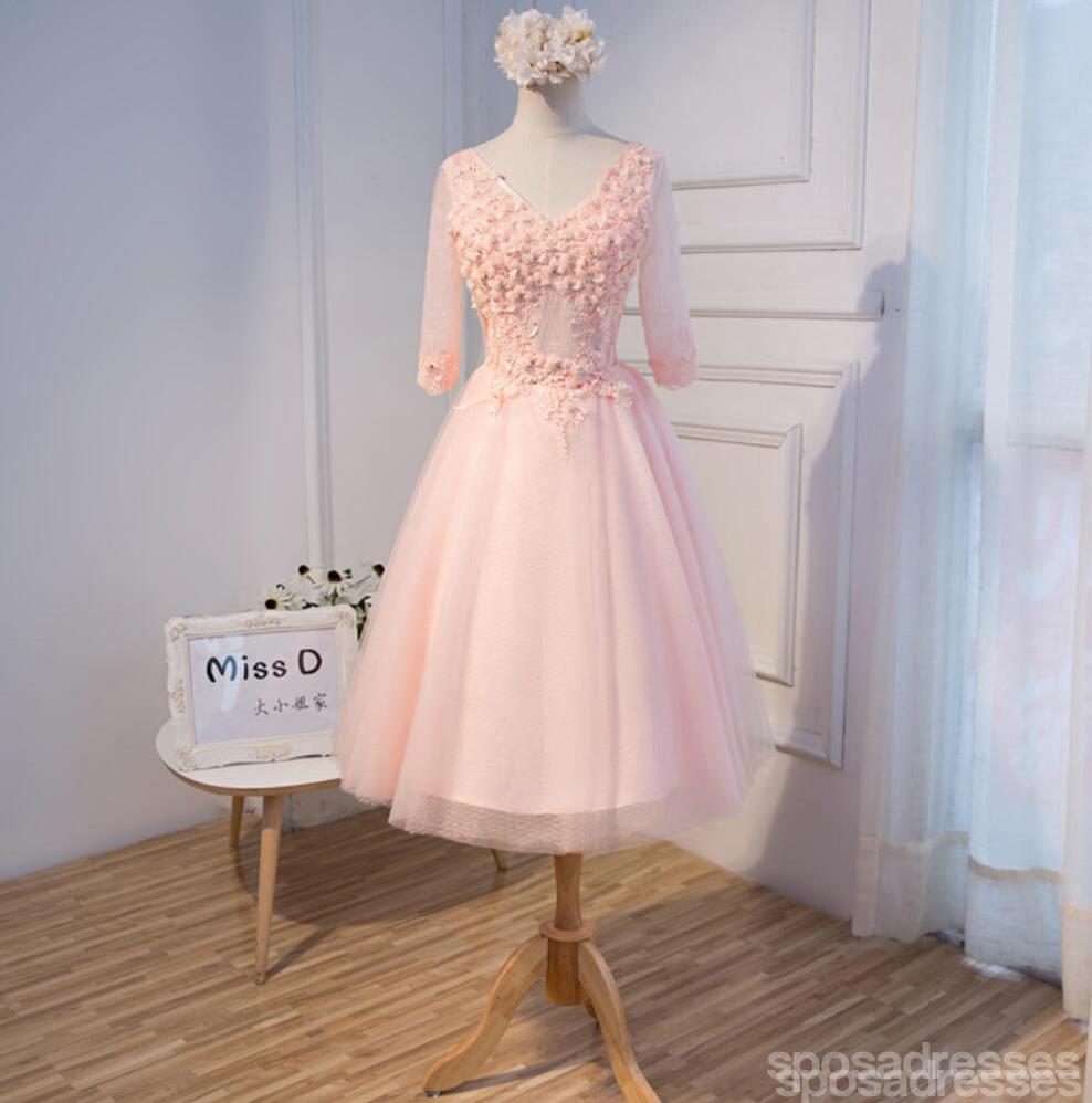 Long Sleeve Light Peach Open Back See Through Lace Cute Homecoming Pro SposaDresses Long Sleeve Light Peach Open Back See Through Lace Cute Homecoming Pro SposaDresses