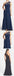 Elegant Navy Blue One Shoulder Lace Chiffon A Line Cheap Bridesmaid Dresses, WG64
