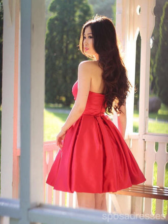 Red Simple Sweetheart Cheap Homecoming Dresses Under 100, CM589