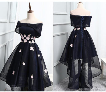 Navy Off Shoulder Simple Cheap Short Homecoming Dresses 2018, CM509