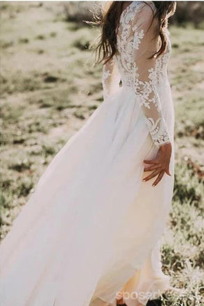 Long Sleeves Lace A-line Wedding Dresses Online, Cheap Unique Bridal Dresses, WD591