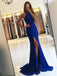Royal Blue Sexy Split Mermaid Evening Prom Dresses, Sexy Party Prom Dresses, 17139