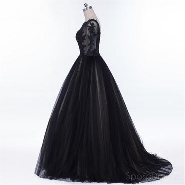 Sexy Backless Long Sleeve Black See Through Lace Beaded Long Evening Prom Dresses, Popular Cheap Long 2018 Party Prom Dresses, 17229