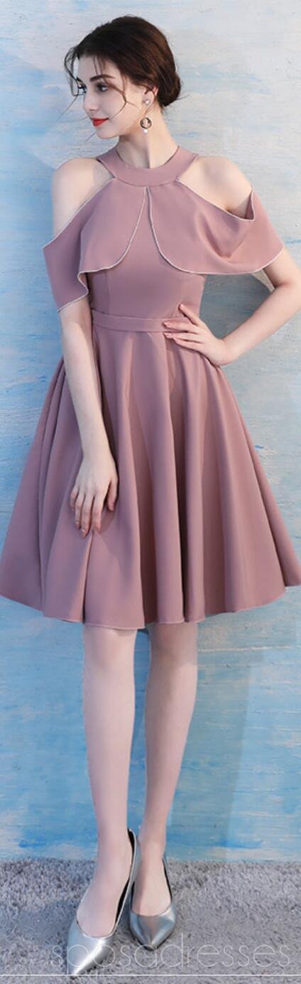 Dusty Pink Short Mismatched Simple Cheap Bridesmaid Dresses Online, WG SposaDresses Dusty Pink Short Mismatched Simple Cheap Bridesmaid Dresses Online, WG SposaDresses