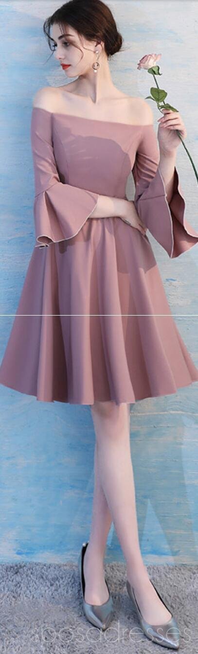Dusty Pink Short Mismatched Simple Cheap Bridesmaid Dresses Online, WG SposaDresses Dusty Pink Short Mismatched Simple Cheap Bridesmaid Dresses Online, WG SposaDresses