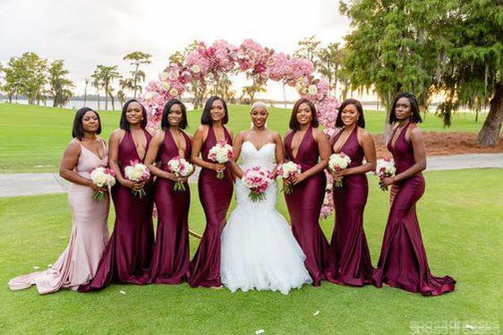 burgundy halter neck bridesmaid dress A Line Halter Neck Burgundy Long Prom Dress, Halter Neck Burgundy Form classygown