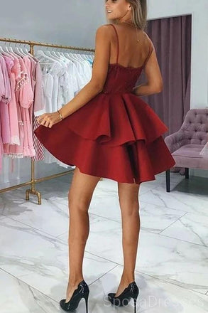 Cute Strapless Red Lace Short Prom Dresses, Red Lace Homecoming Dresse –  Eip Collection
