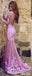 Long Sleeve Lilac Mermaid Lace Party Prom Dresses, Cheap Long Prom Dresses, PD1702