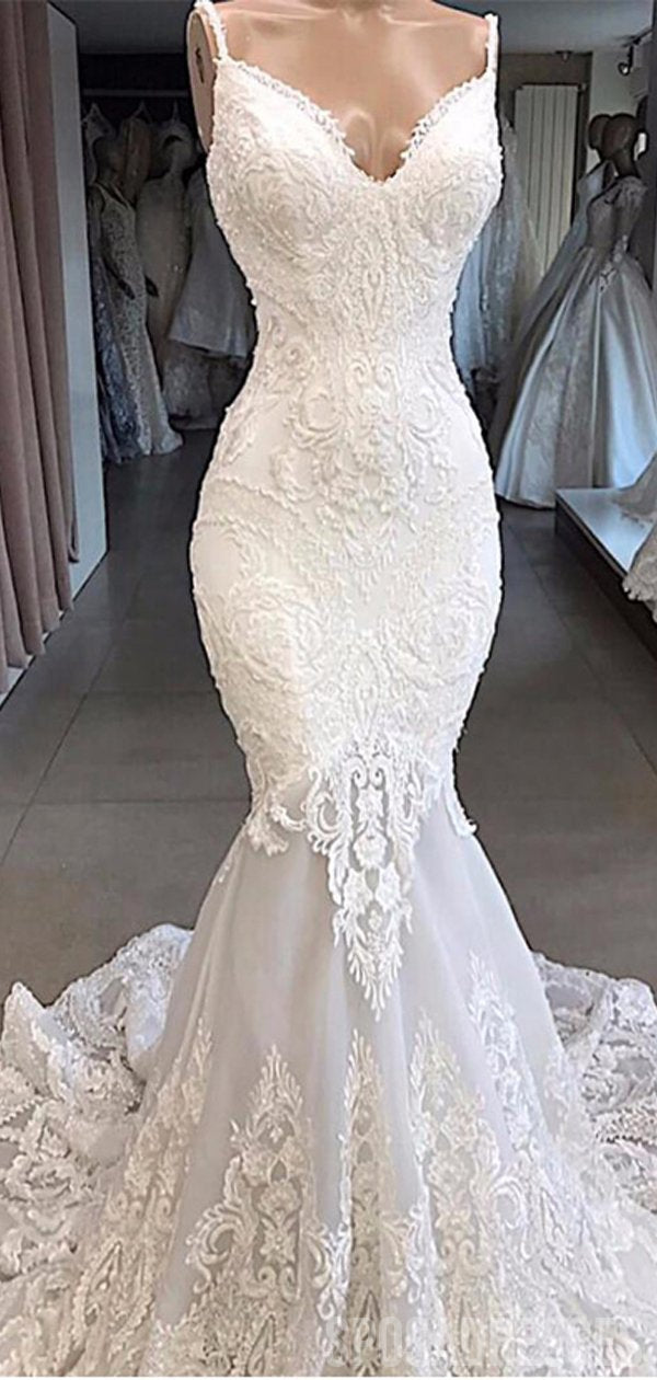 inexpensive mermaid wedding dresses Simple White Mermaid Backless Boho Wedding Dress, Diamond White / 2