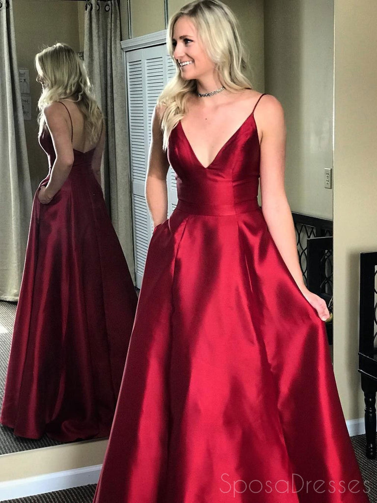 Red Lace Applique Prom Dresses with Slit Spaghetti Strap Formal Gown 2 –  vigocouture
