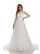Ivory A-line Jewel Long Sleeves Handmade Lace Wedding Dresses,WD802