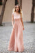 Sexy Backless Lace Straps Peach Long Evening Prom Dresses, 17514