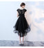 Black Lace Cap Sleeves High Low Cheap Homecoming Dresses Online, Cheap Short Prom Dresses, CM800