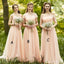 Impressive Mismatched Chiffon Short Sleeve Straight Neck Bridesmaid Dresses, WG89