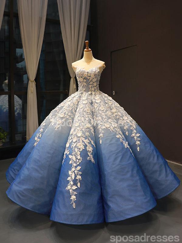 Jewel Neck Ombre Blue Ball Gown Evening Prom Dresses, Evening Party Pr SposaDresses Jewel Neck Ombre Blue Ball Gown Evening Prom Dresses, Evening Party Pr SposaDresses