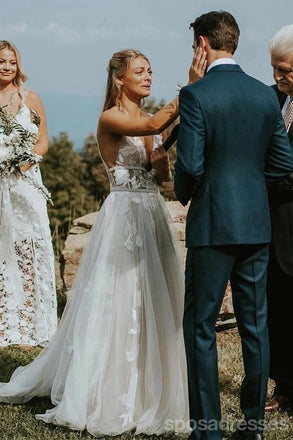 Sexy V-Neck Lace A-line Cheap Wedding Dresses Online, Cheap Bridal Dresses, WD616