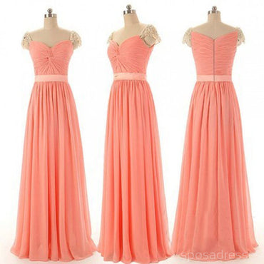 Cheap Junior Long Chiffon Pink Off Shoulder Sweet Heart Open Back Bridesmaid Dresses, WG21