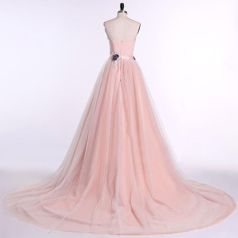 Strapless Sweetheart Blush Pink A line Long Evening Prom Dresses, Popular Cheap Long 2018 Party Prom Dresses, 17240