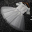 Short Sleeve Gray Lace Homecoming Prom Dresses, Affordable Short Party Prom Dresses, Perfect Homecoming Dresses, CM209