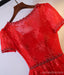 2017 Short Sleeve Red Lace Round Neckline Homecoming Prom Dresses, Affordable Corset Back Short Party Prom Dresses, Perfect Homecoming Dresses, CM249