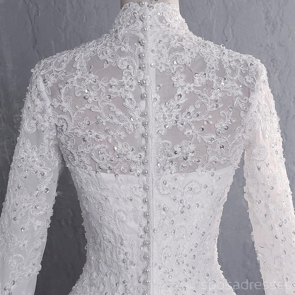 Cheap Long Sleeves High Neck Modest Wedding Dresses Online, Cheap Bridal Dresses, WD517