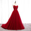 Red Tulle A-line Cheap Long Evening Prom Dresses, Sweet 16 Prom Dresses, 12352