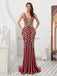 V Neck Beaded Mermaid Sexy Evening Prom Dresses, Evening Party Prom Dresses, 12085