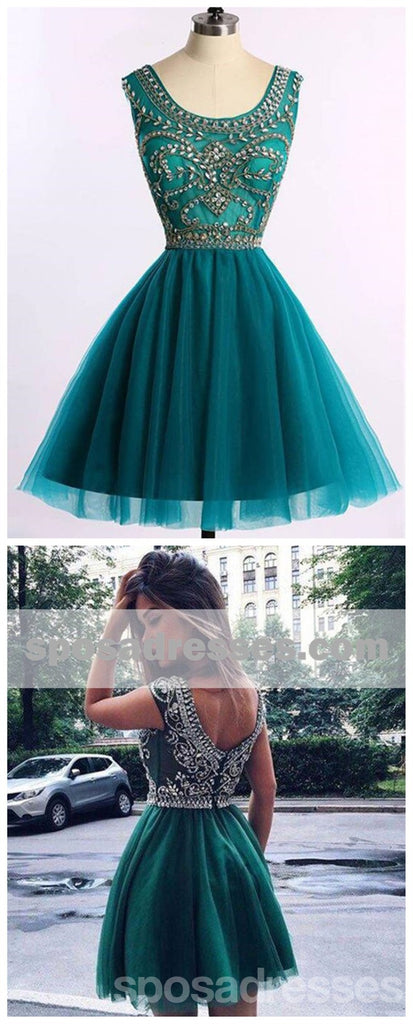 Custom Cute Green Beaded Short Homecoming Dresses Online, CM532
