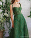 Dark Green A-line Spaghetti Straps Long Prom Dresses Online, Dance Dresses,12701