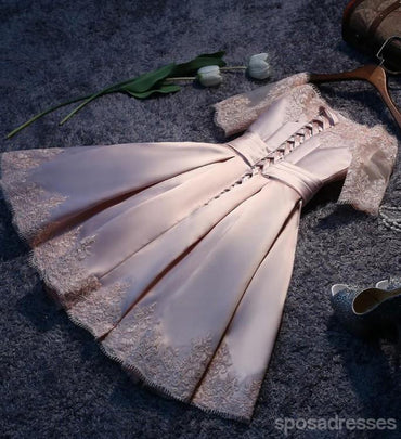 Off Shoulder Pale Pink Short Sleeves Cheap Short Homecoming Dresses Online, CM627