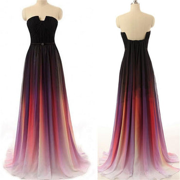 Popular Chiffon Strapless Omber Long Cheap Evening Prom Dresses Online,PD0111