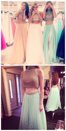 High Neck Prom Dress,Side Slit Prom Dress,Two Pieces Dress ,A-Line Prom Dress,Party Prom Dresses ,Evening Dresses,Long Prom Dress,Prom Dresses Online,PD0124