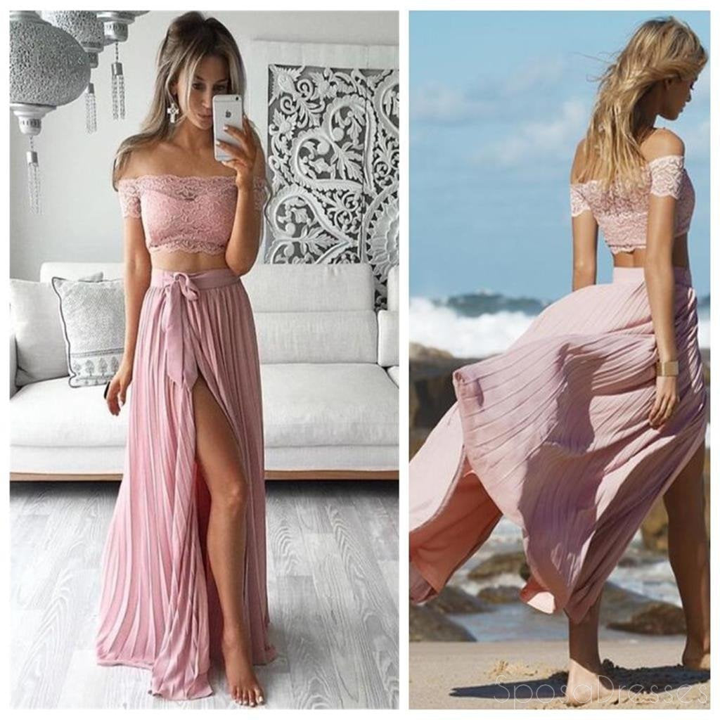 Two Pieces Prom Dress,Off Shoulder Prom Dress,Side Silt Prom Dress,Sexy Prom Dress, PD0050