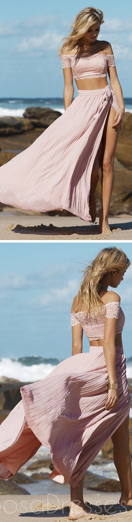 Two Pieces Prom Dress,Off Shoulder Prom Dress,Side Silt Prom Dress,Sexy Prom Dress, PD0050