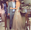 V Neck Spaghetti Straps Tulle A-line Cheap Prom Dresses Online, PD0130