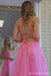 Pink A-line Spaghetti Straps Backless Cheap Long Prom Dresses,12893