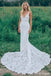 Straps V-neck Backless Long Mermaid Handmade Lace Wedding Dresses,WD782