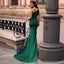Green Mermaid One Shoulder Side Slit Cheap Long Prom Dresses,12816