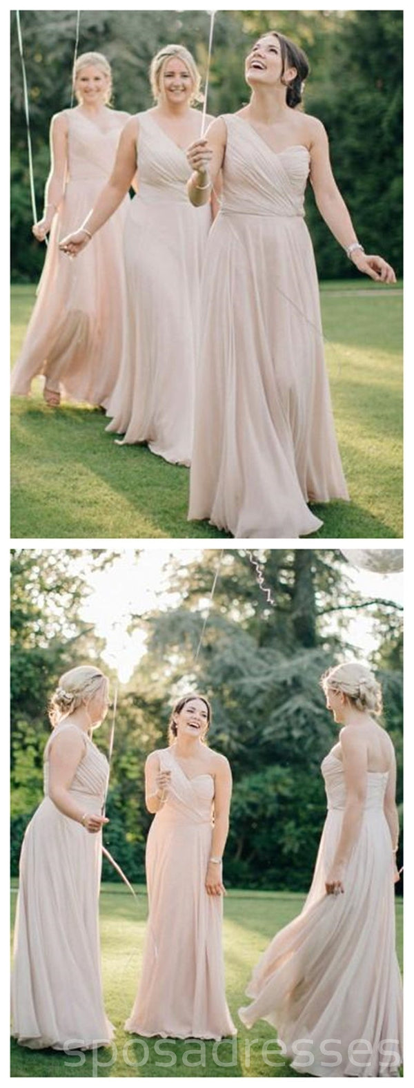 One Shoulder Chiffon Long Cheap Champagne Bridesmaid Dresses Online, W SposaDresses One Shoulder Chiffon Long Cheap Champagne Bridesmaid Dresses Online, W SposaDresses