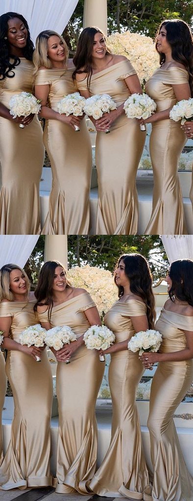 Champagne Gold Off Shoulder Mermaid Cheap Bridesmaid Dresses,WG566 SposaDresses Champagne Gold Off Shoulder Mermaid Cheap Bridesmaid Dresses,WG566 SposaDresses