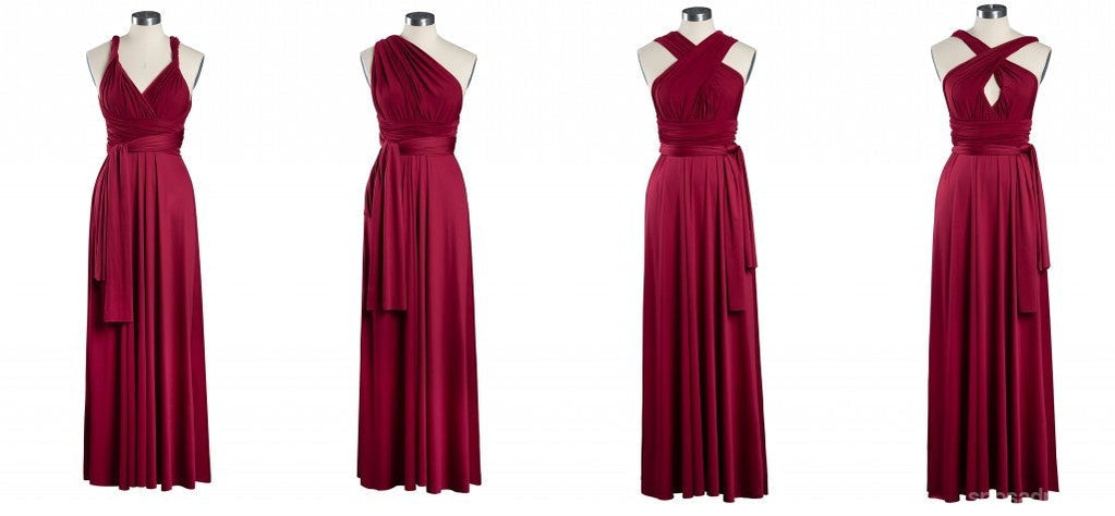 Multiway A-line Burgundy Cheap Long Bridesmaid Dresses Online,WG1228