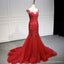 Sexy Mermaid Red Cap Sleeves Long Prom Dresses Online, Dance Dresses,12569