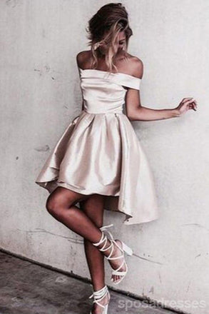 Satin Off Shoulder Short Homecoming Dresses Under 100, CM388