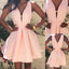 Pink V Neck Cute Simple Cheap Short Homecoming Dresses Under 100, CM390