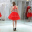 Halter Two Pieces Red Rhinestone Cheap Homecoming Dresses Online, Cheap Short Prom Dresses, CM805