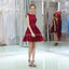 Burgundy Lace Cap Sleeves Cheap Homecoming Dresses Online, Cheap Short Prom Dresses, CM811
