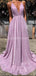 Simple Lilac Spaghetti Straps Cheap Long Evening Prom Dresses, Evening Party Prom Dresses, 12225