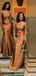 Simple Burnt Orange Spaghetti Straps Long Mermaid Bridesmaid Dresses Gown Online,WG1077