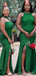 Mismatched Mermaid Dark Green Side Slit Cheap Bridesmaid Dresses Online,WG969