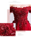 Burgundy A-line Off Shoulder Long Prom Dresses Online, Dance Dresses,12751